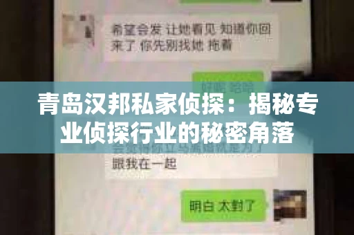青岛汉邦私家侦探：揭秘专业侦探行业的秘密角落