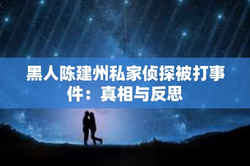 黑人陈建州私家侦探被打事件：真相与反思