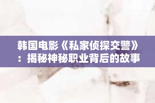 韩国电影《私家侦探交警》：揭秘神秘职业背后的故事
