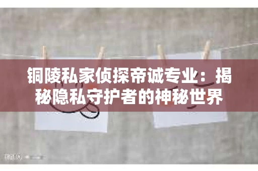 铜陵私家侦探帝诚专业：揭秘隐私守护者的神秘世界